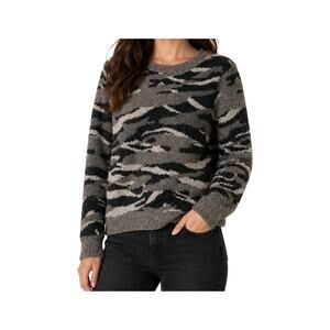 Barefoot Dreams Cozy Chic Camo Crewneck Sweater Black Grey S Loungecore Capsule